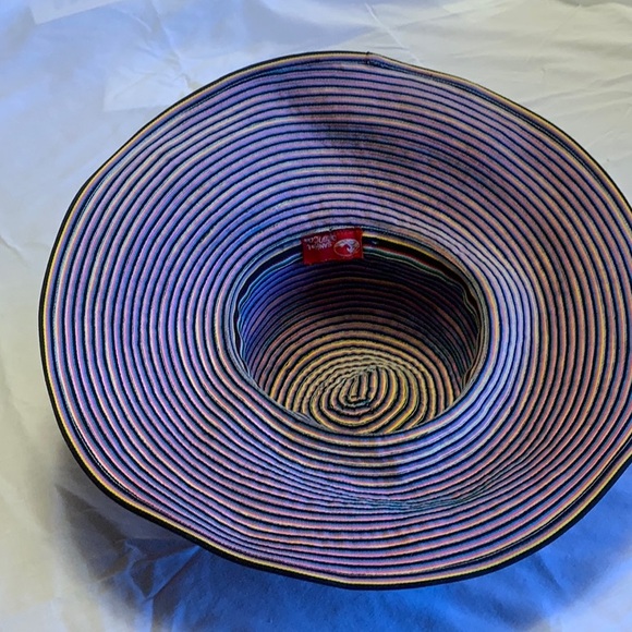 Sun Hat Wide-Brimmed of Multicolored Grosgrain Ribbon  Packable, Cool, Durable - Picture 4 of 8